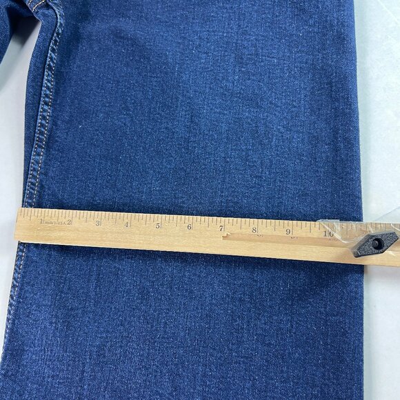 Zara Jean Women 31x27* Marine Straight High Rise Wide Leg Dark Blue Denim Tag 10 - Picture 13 of 16